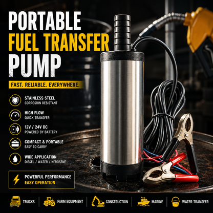 Portable Submersible Pump, DC 12V, Ideal for Diesel, Kerosene & Water - Lightweight, Easy Install, 3m Wire, Coal Oil, Small Size