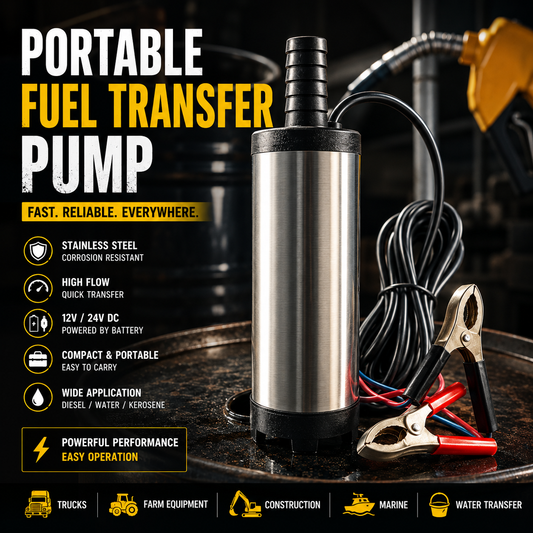 Portable Submersible Pump, DC 12V, Ideal for Diesel, Kerosene & Water - Lightweight, Easy Install, 3m Wire, Coal Oil, Small Size
