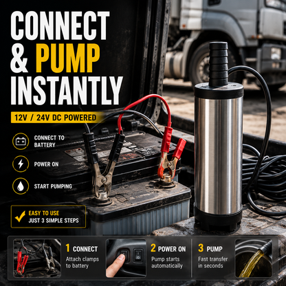 Portable Submersible Pump, DC 12V, Ideal for Diesel, Kerosene & Water - Lightweight, Easy Install, 3m Wire, Coal Oil, Small Size