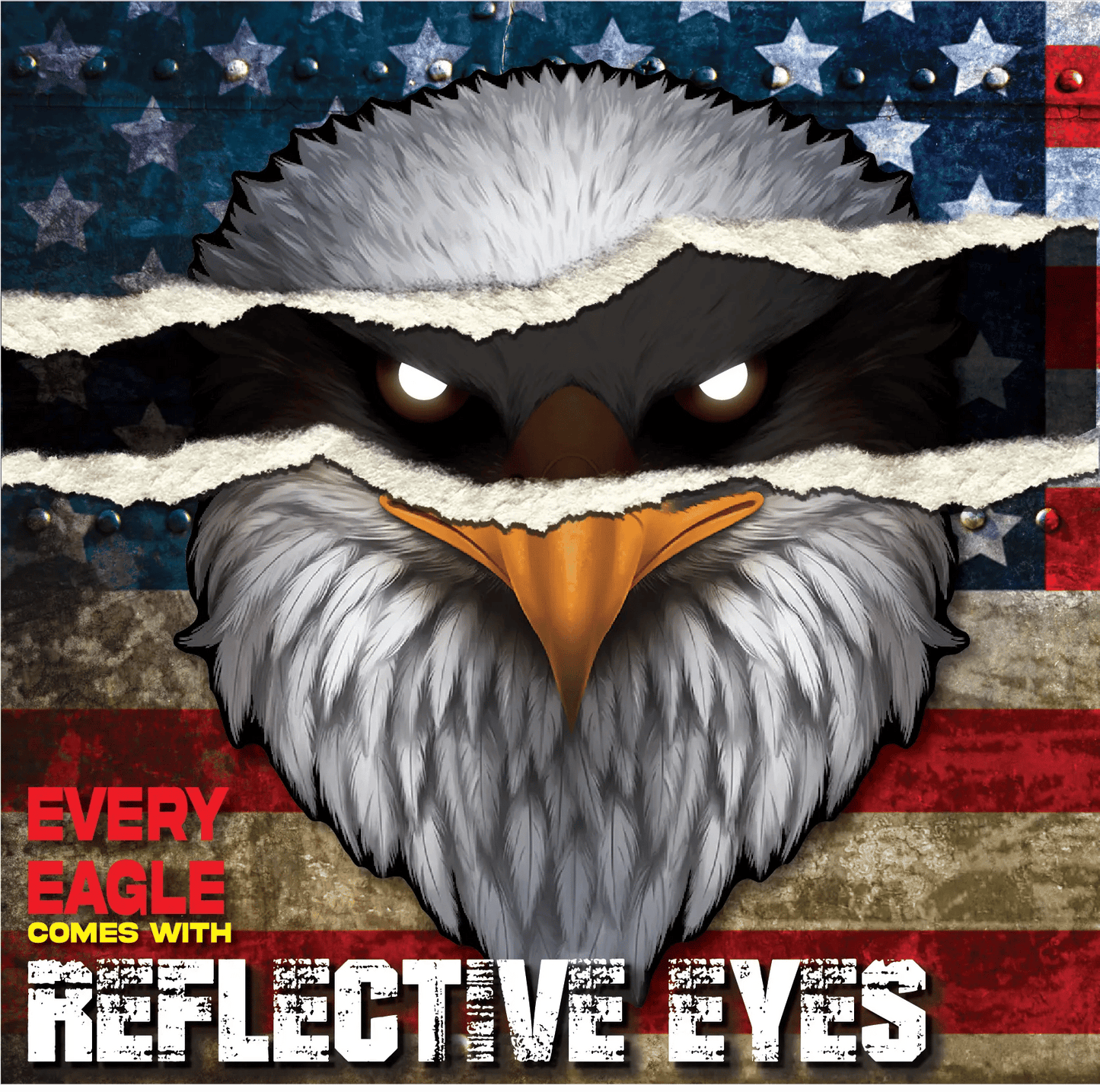Reflective Eyes Eagle Decal🦅 – Patriotic USA Flag Vinyl Sticker for Trucks, Cars, Coolers, Laptops – Waterproof & Fade-Resistant