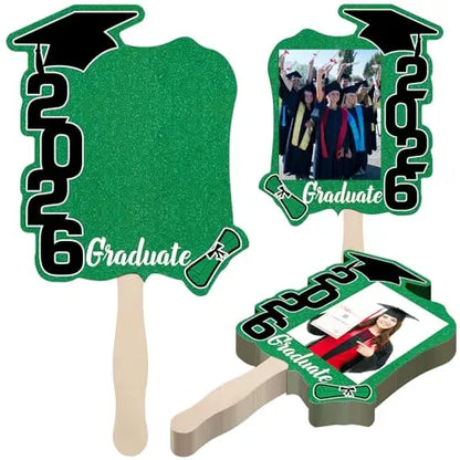 Class of 2026 Graduation Fans with Handle | Double Sided DIY Grad Photo Props
