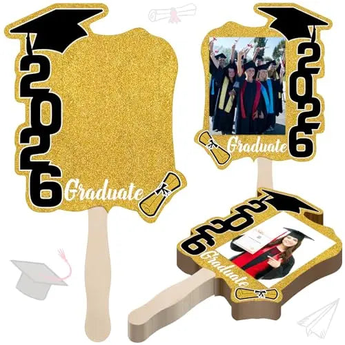 Class of 2026 Graduation Fans with Handle | Double Sided DIY Grad Photo Props