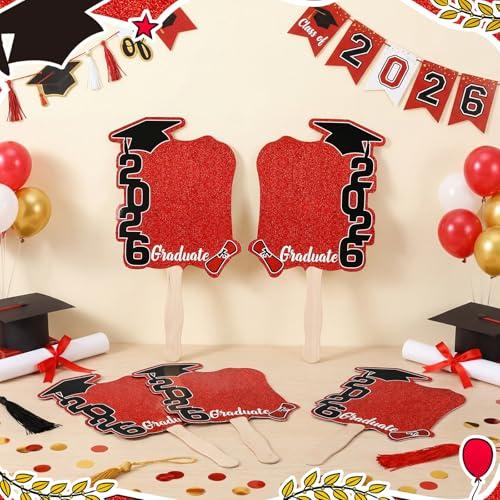 Class of 2026 Graduation Fans with Handle | Double Sided DIY Grad Photo Props