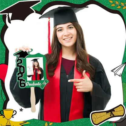 Class of 2026 Graduation Fans with Handle | Double Sided DIY Grad Photo Props