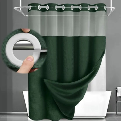 No Hook Shower Curtain with Snap-In Liner