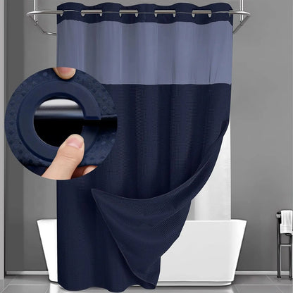 No Hook Shower Curtain with Snap-In Liner