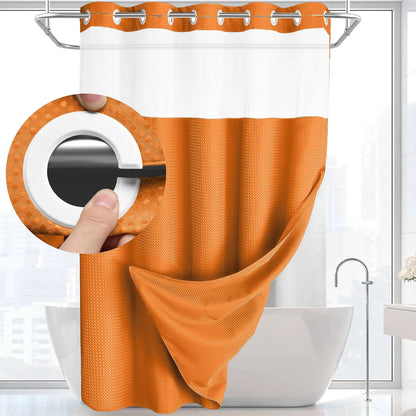 No Hook Shower Curtain with Snap-In Liner