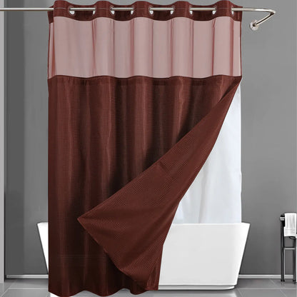 No Hook Shower Curtain with Snap-In Liner