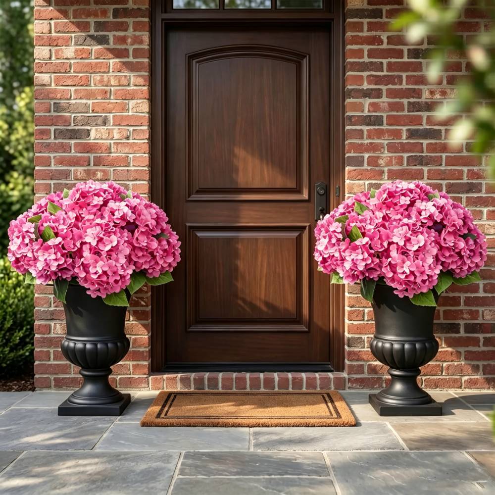 🔥Last Day 70% OFF🔥Artificial Outdoor Hydrangea Flowers With Basket- UV resistant, Waterproof, Windproof
