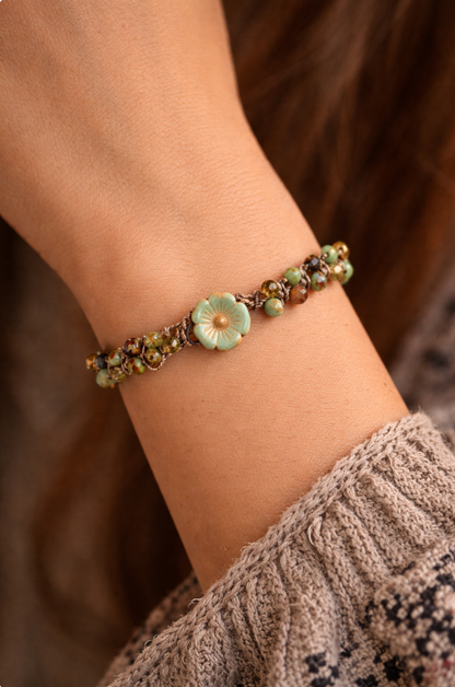 Handmade Bohemian Turquoise Flower Bracelet — Perfect for Hippie and Boho Styles