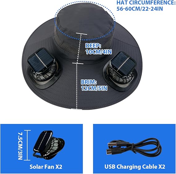 🔥Last Day 50% OFF -Ultralight Solar Fan Sun Hat – Lighter Than a Baseball!⚾(Only 11oz)