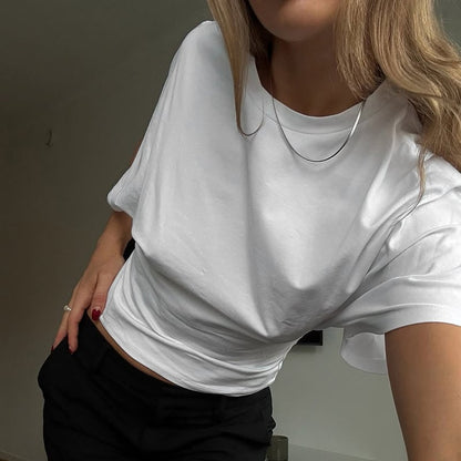📢2025 New Products👕Women's Solid Color Round Neck Tee – Breathable Fabric & Timeless Style for Every Occasion