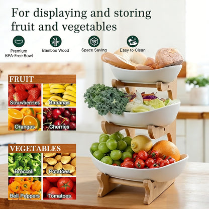 🍓2-Tier / 3-Tier Fruit Basket. Countertop Fruit Bowl(Includes Stand