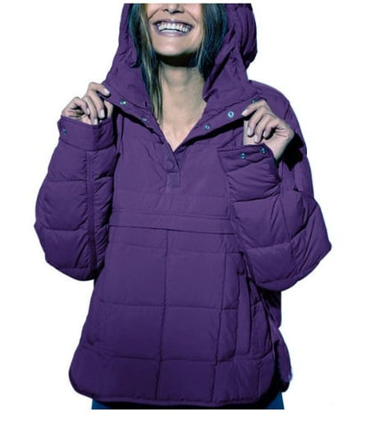 🔥Lightweight and warm-Women's Oversized Hooded Puffer Jacket Quilted Lightweight Winter Warm Pullover Padded Hoodies Coat
