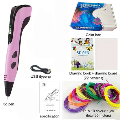 🏆CHRISTMAS SALE 49% OFF - NEW 3D Printing Pen 3d Pen Set for Kids Chidren Child's Birthday Christmas Creative DIY Gift LCD Display with PLA Filament