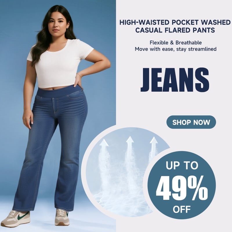 🏆LAST DAY SALE 49% OFF - High Waisted Pockets Washed Casual Bootcut Jeans