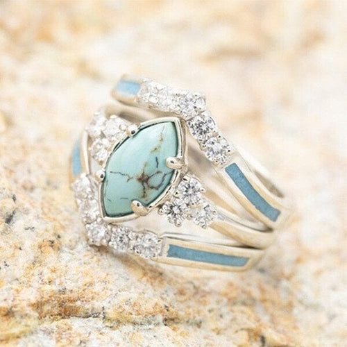 🔥LAST DAY 60% OFF🎁Sterling Silver Natural Turquoise Diamond Ring