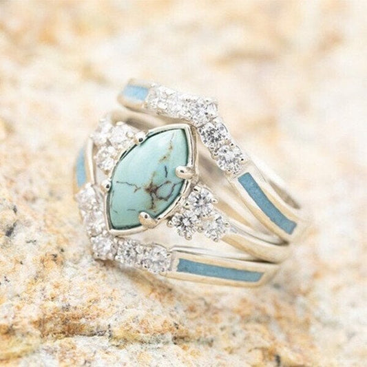 🔥LAST DAY 60% OFF🎁Sterling Silver Natural Turquoise Diamond Ring