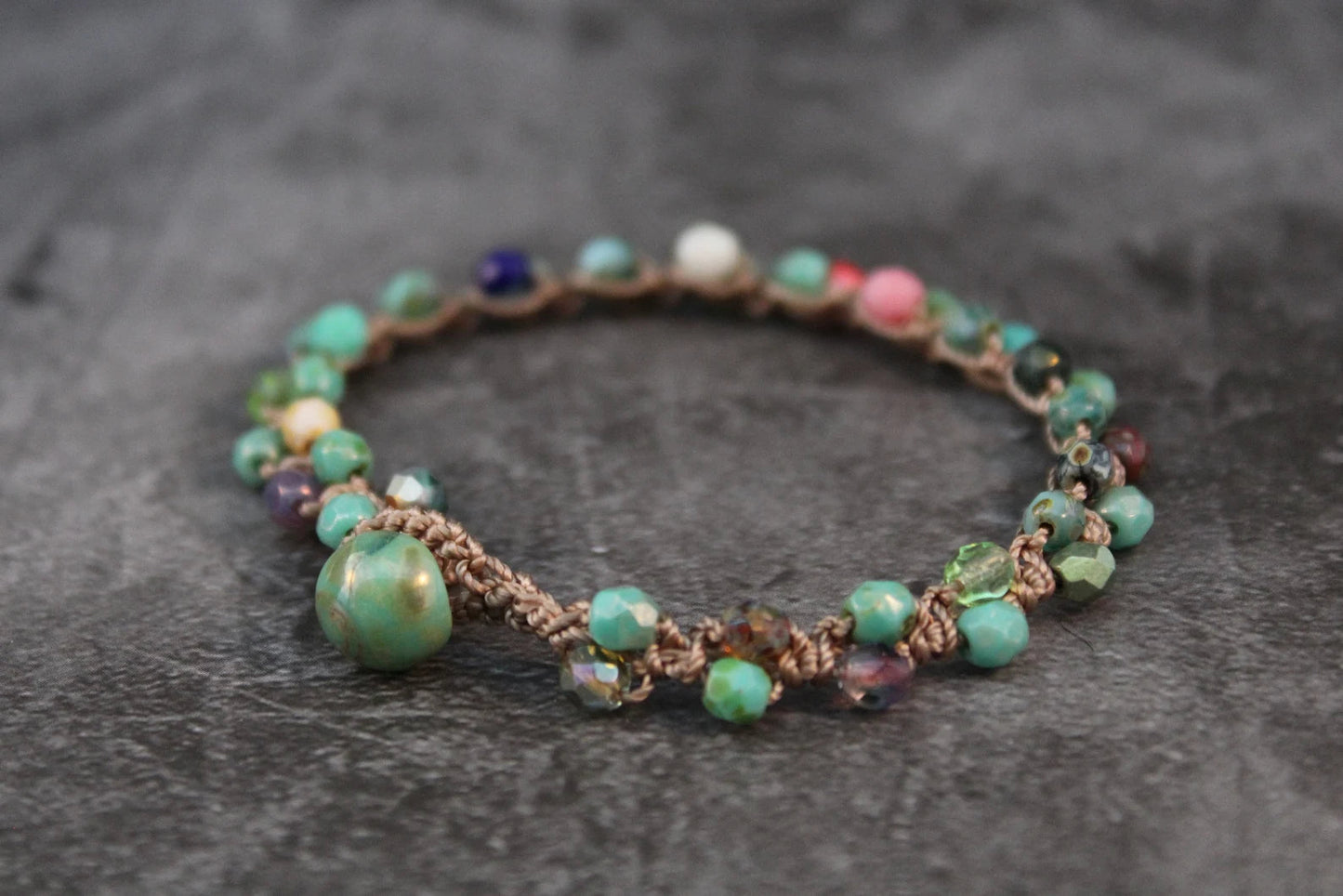 Handmade Bohemian Turquoise Flower Bracelet — Perfect for Hippie and Boho Styles