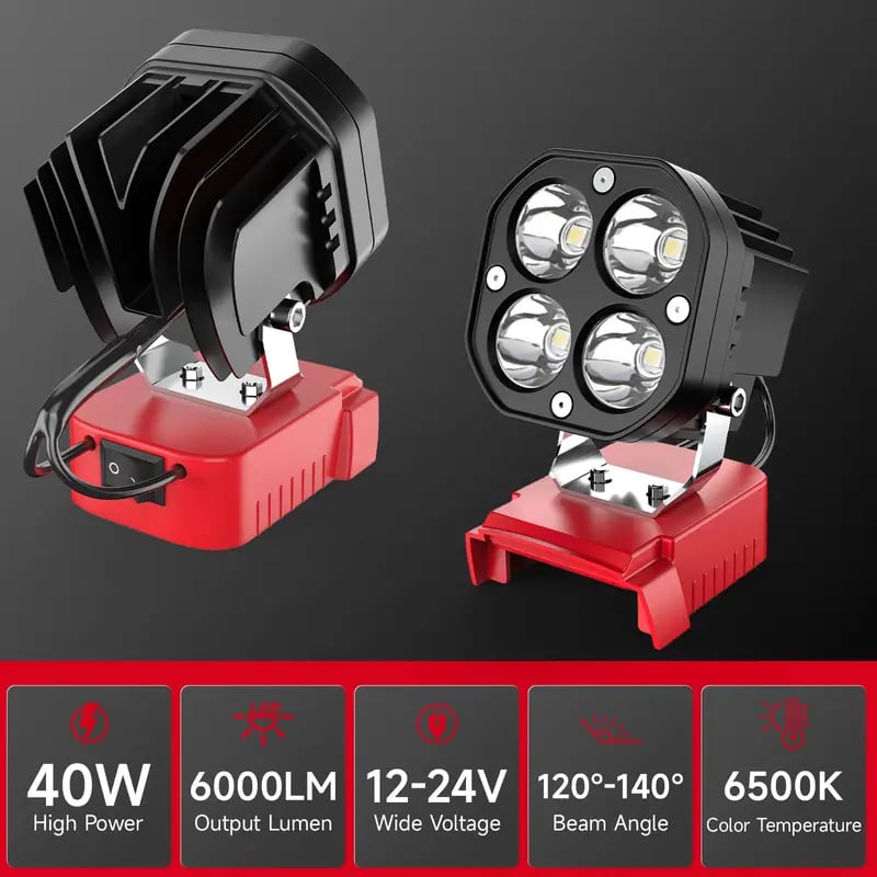 Last Day 49% OFF🔥LED Work Light Compatible with Milwaukee 18V Battery/Dewalt 18V&20V Battery