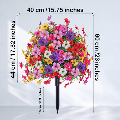 23" Artificial Topiary Ball Trees with Flowers and Ground Spikes