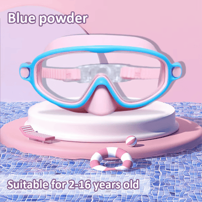 🌓HD children's large frame waterproof and anti-fog swimming goggles