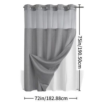 No Hook Shower Curtain with Snap-In Liner