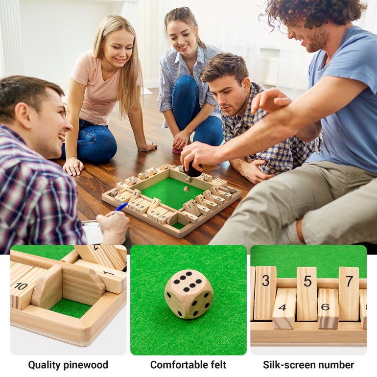 🔥Last Day 49% OFF✨SHUT THE BOX-WOODEN DICE BOARD GAME