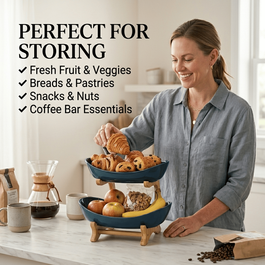 🍓2-Tier / 3-Tier Fruit Basket. Countertop Fruit Bowl(Includes Stand