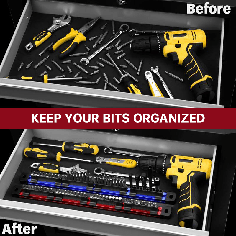 🔥Last Day 49% OFF-Pro-Series Aluminum Magnetic Hex Bit Organizer | 40-Slot 1/4" Drive Holder