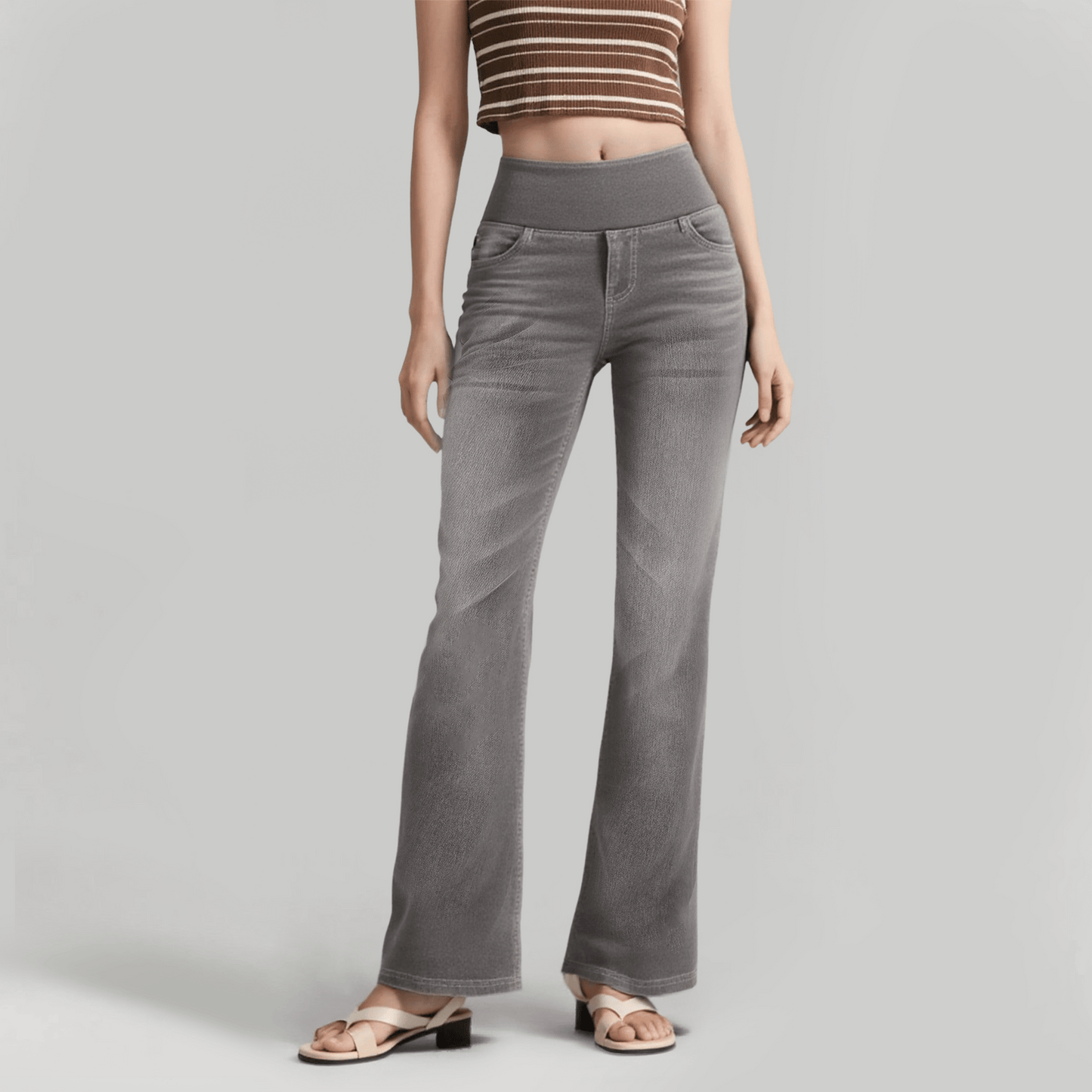 🏆LAST DAY SALE 49% OFF - High Waisted Pockets Washed Casual Bootcut Jeans