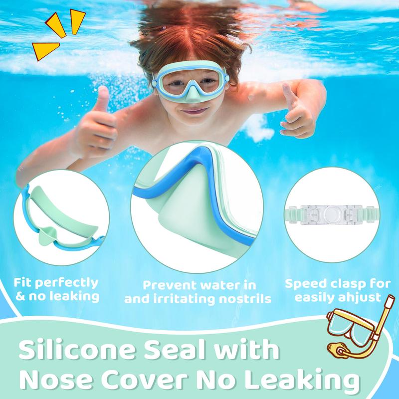 🌓HD children's large frame waterproof and anti-fog swimming goggles