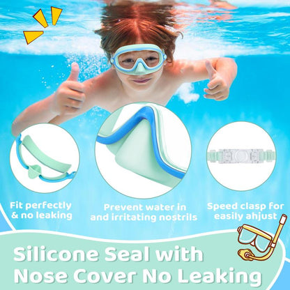 🌓HD children's large frame waterproof and anti-fog swimming goggles