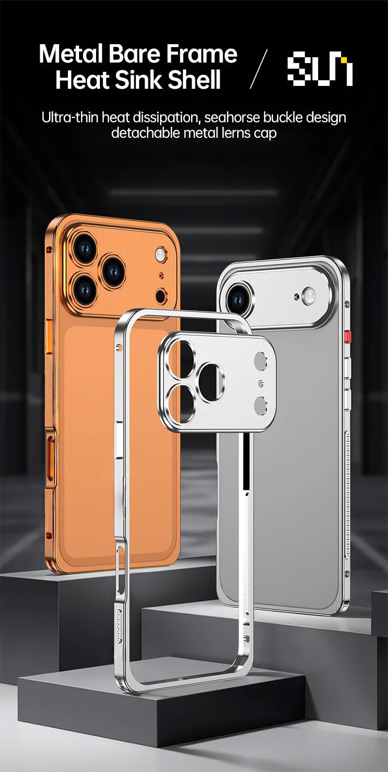 Aluminum Alloy Cooling Frame Heat Dissipation Case for iPhone 17 Series