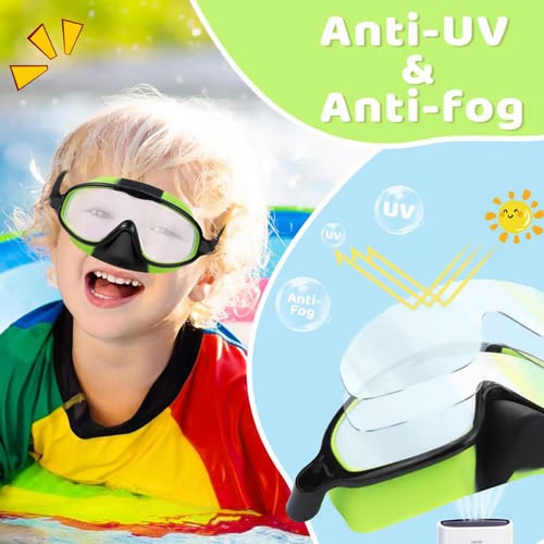 🌓HD children's large frame waterproof and anti-fog swimming goggles