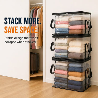 🔥Large Clear Thick Plastic Storage Box with Hinged Lid