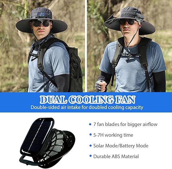 🔥Last Day 50% OFF -Ultralight Solar Fan Sun Hat – Lighter Than a Baseball!⚾(Only 11oz)