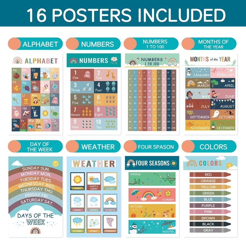 🔥Hot Sale 49% OFF🔥16 Boho Educational Posters for Toddlers