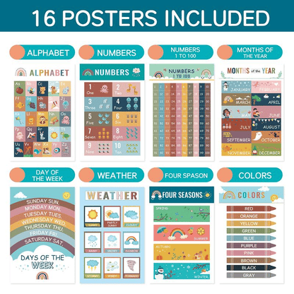 🔥Hot Sale 49% OFF🔥16 Boho Educational Posters for Toddlers