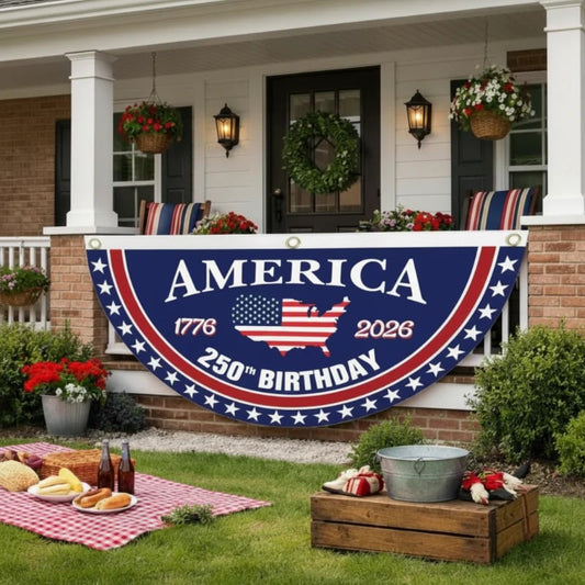 🔥Limited Time 50% Off✨ America 250th Birthday Semicircular Flag Banner 1776–2026 Patriotic Bunting