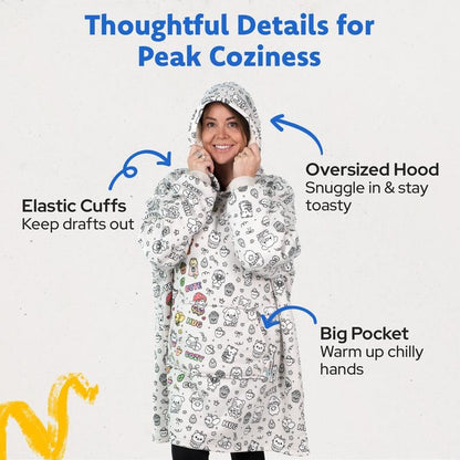 🎨🖌️Cozy Companions Color-Your-Own Blanket Hoodie With 24 Permanent Fabric Makers