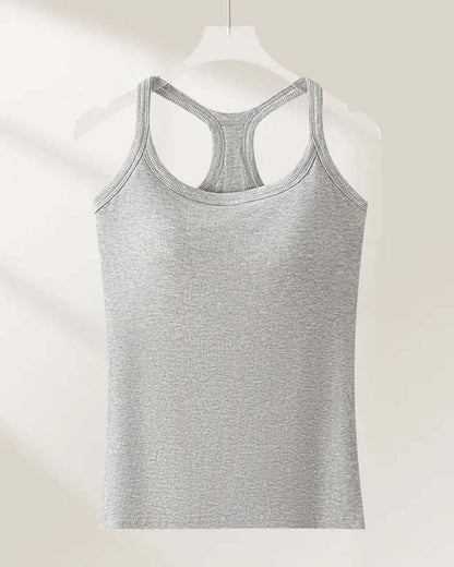 Built-in Bra Ribbed Solid Tank Top
