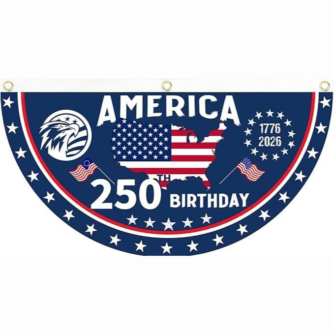 🔥Limited Time 50% Off✨ America 250th Birthday Semicircular Flag Banner 1776–2026 Patriotic Bunting