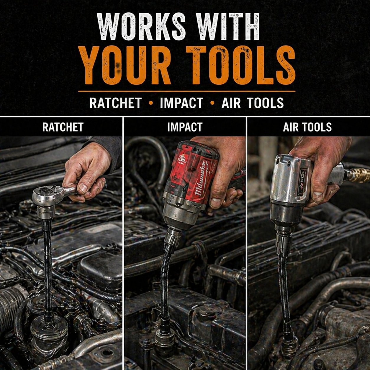 🚗HOT SALE -48% OFF🔥 🔧🌀 1/2" Flexible Socket Extension Bar! Conquer Tight Spaces in Seconds🔩🚗
