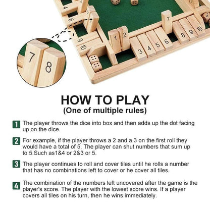 🔥Last Day 49% OFF✨SHUT THE BOX-WOODEN DICE BOARD GAME