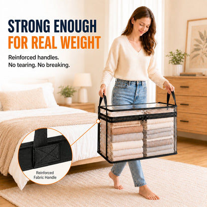 🔥Last Day 49% OFF📦Portable Large Heavy-Duty Thick Plastic Clear Storage Box with Hinged Lid | Home, Travel & Camping