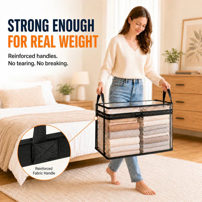🔥Last Day 50% OFF📦Portable Large Heavy-Duty Thick Plastic Clear Storage Box with Hinged Lid | Home, Travel & Camping