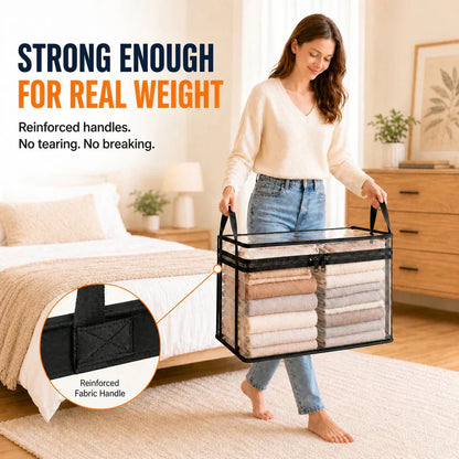 🔥Last Day 50% OFF📦Portable Large Heavy-Duty Thick Plastic Clear Storage Box with Hinged Lid | Home, Travel & Camping