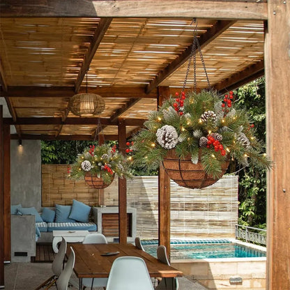 🏆Flash Sale⚡70K+ SOLD! Almost Gone🎄Pre-Lit Artificial Christmas Hanging Basket
