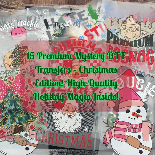 🔥Last Day 49% OFF🎄 15PCS Christmas Mystery DTF Transfer Bundle 🎅for T-Shirts, Totes & DIY Gifts